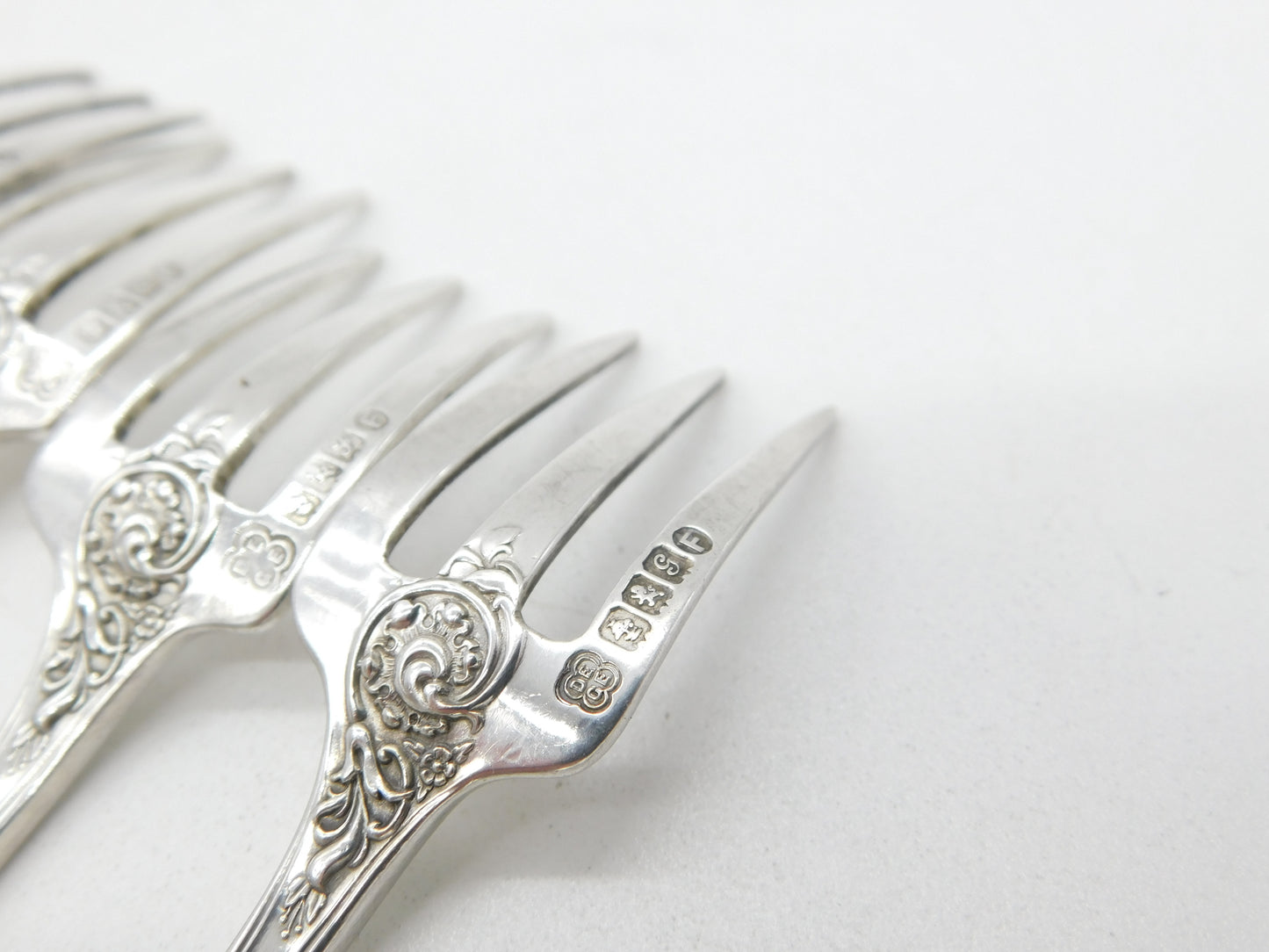 Edwardian Scottish Set of Four Sterling Silver Dessert Forks 1902 Glasgow