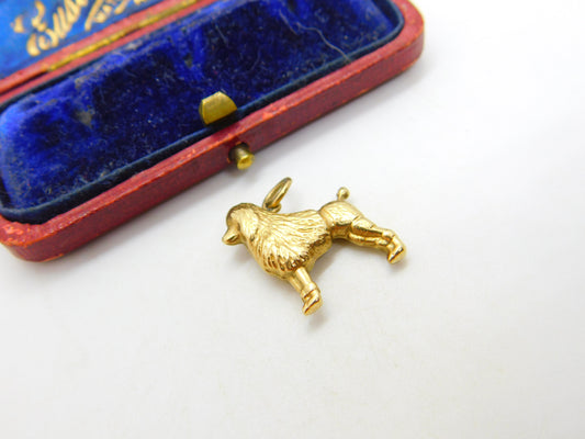 Poodle Dog English 9ct Yellow Gold Charm or Pendant Vintage 1973