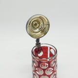 19th Century Danish Sterling Silver Topped Ruby Cut Glass Stein Antique c1850 Copenhagen