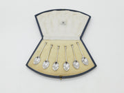 Boxed Set of Six Sterling Silver Seal Terminal Spoon 1923 Mappin & Webb Antique