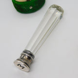 Carved Rock Crystal Sterling Silver 'M' Initial Desk Seal Antique 1921 London