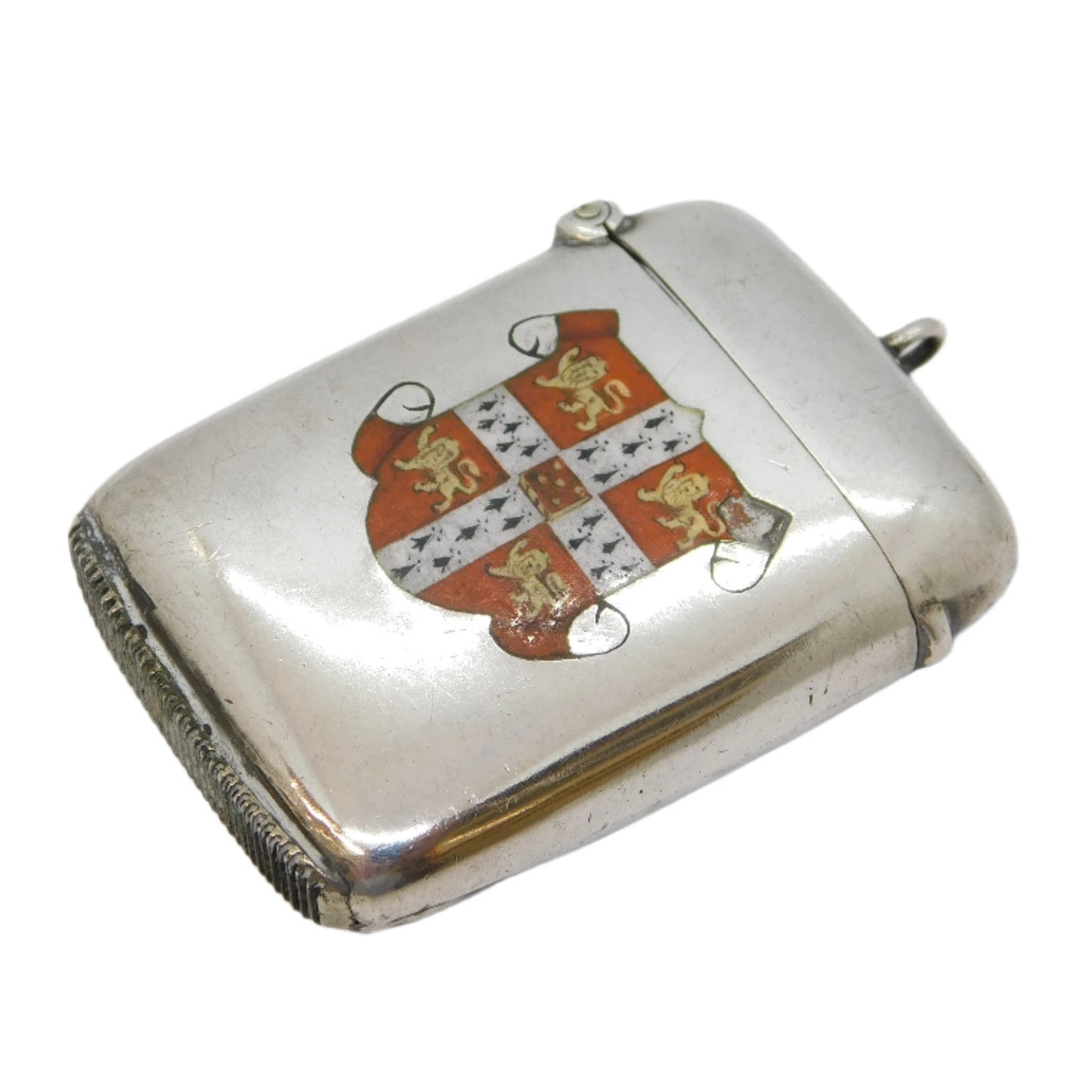 Victorian Sterling Silver Cambridge University Crest Vesta Case Antique 1898 Birmingham