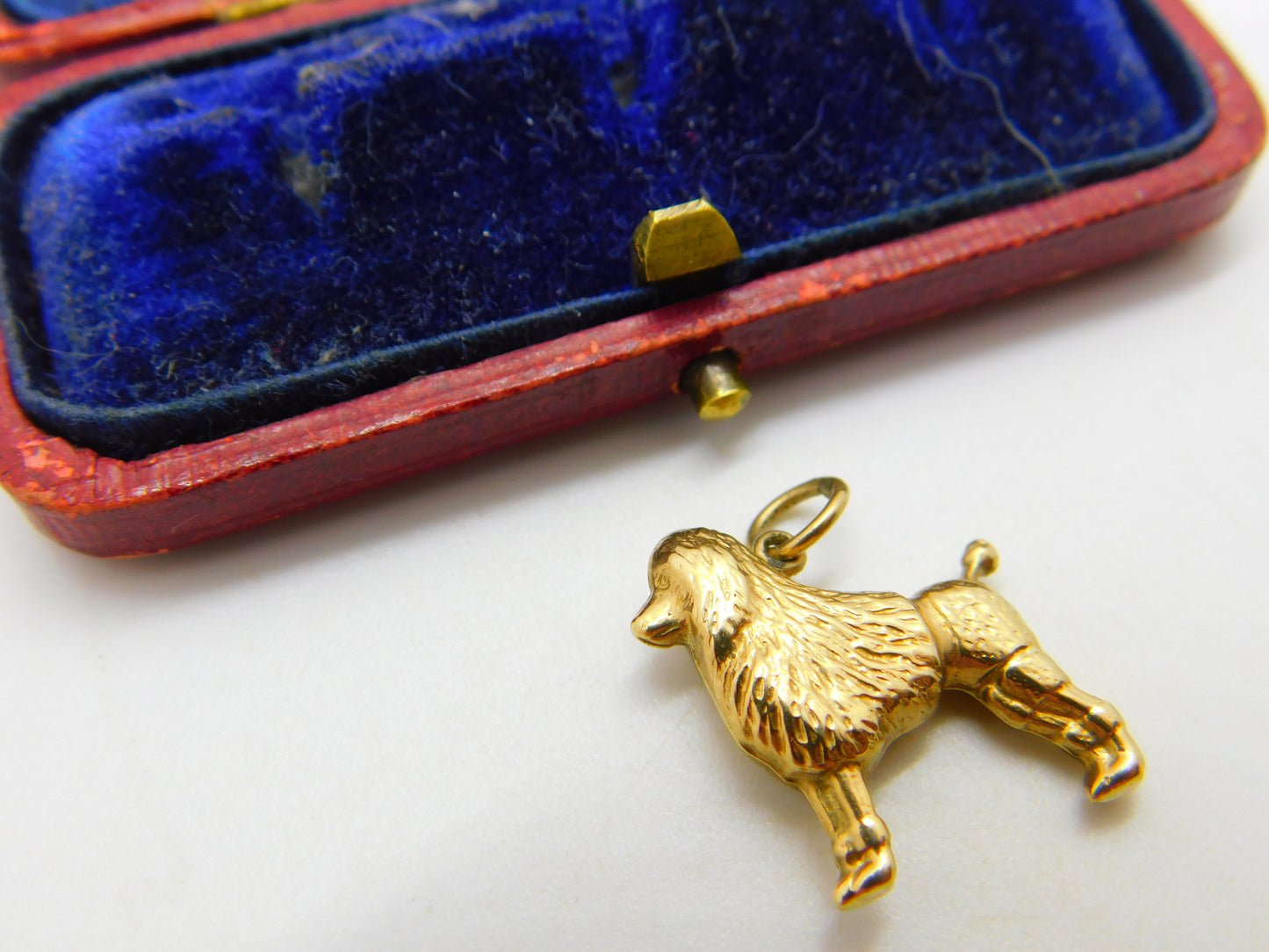 Poodle Dog English 9ct Yellow Gold Charm or Pendant Vintage 1973