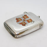 Victorian Sterling Silver Cambridge University Crest Vesta Case Antique 1898 Birmingham