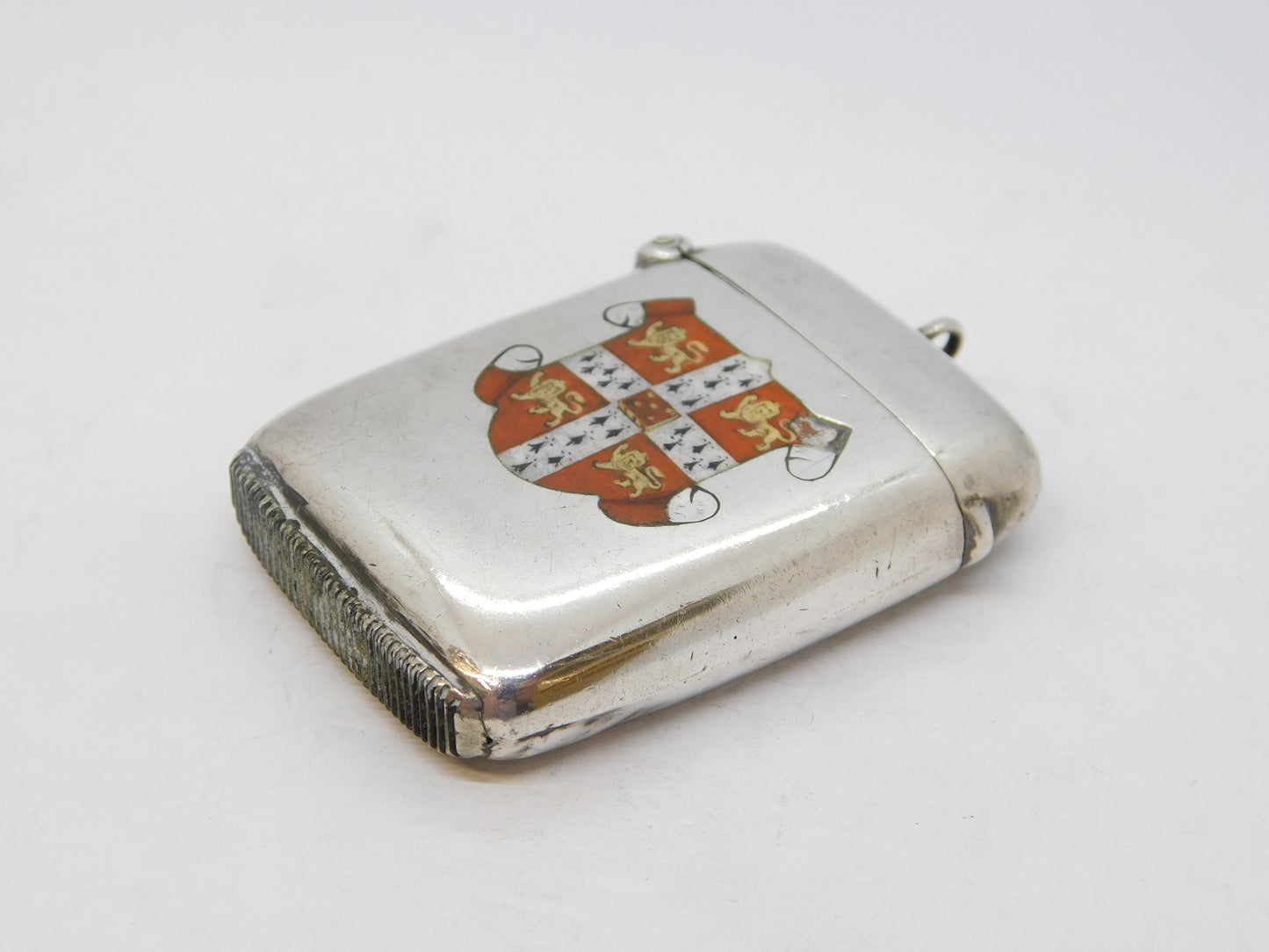 Victorian Sterling Silver Cambridge University Crest Vesta Case Antique 1898 Birmingham