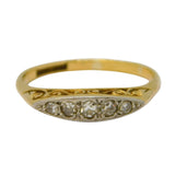 Victorian 18ct Yellow Gold Graduated Five-Stone Boat Ring Antique c1890