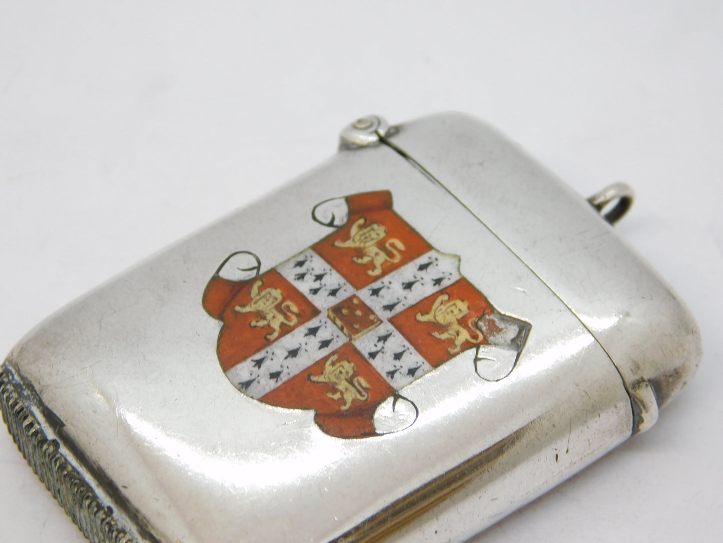 Victorian Sterling Silver Cambridge University Crest Vesta Case Antique 1898 Birmingham