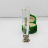 Carved Rock Crystal Sterling Silver 'M' Initial Desk Seal Antique 1921 London