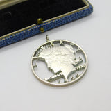 American .900 Grade Silver Peace Dollar Pierced Fob Pendant Antique 1922