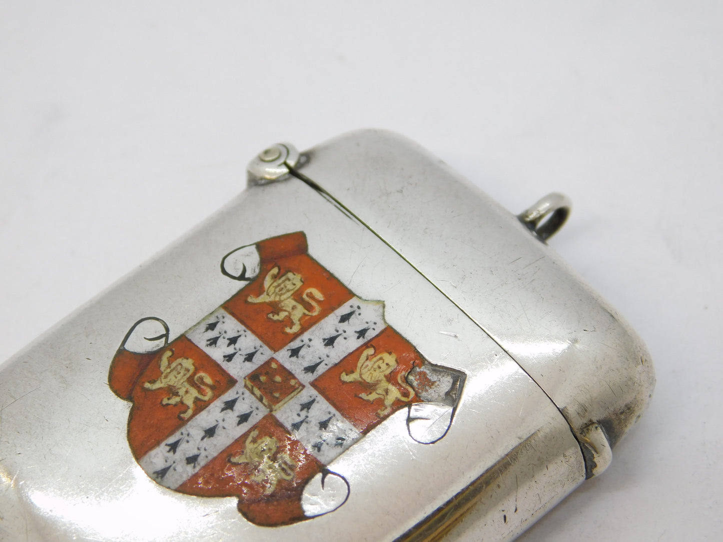 Victorian Sterling Silver Cambridge University Crest Vesta Case Antique 1898 Birmingham