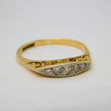 Victorian 18ct Yellow Gold Graduated Five-Stone Boat Ring Antique c1890