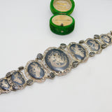Siam Sterling Silver Niello Enamel Graduating Godess Bracelet Antique c1920