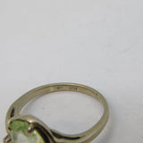 10ct White Gold, Oval-Cut Peridot & Spinel Floral Dress Ring Vintage c1970s