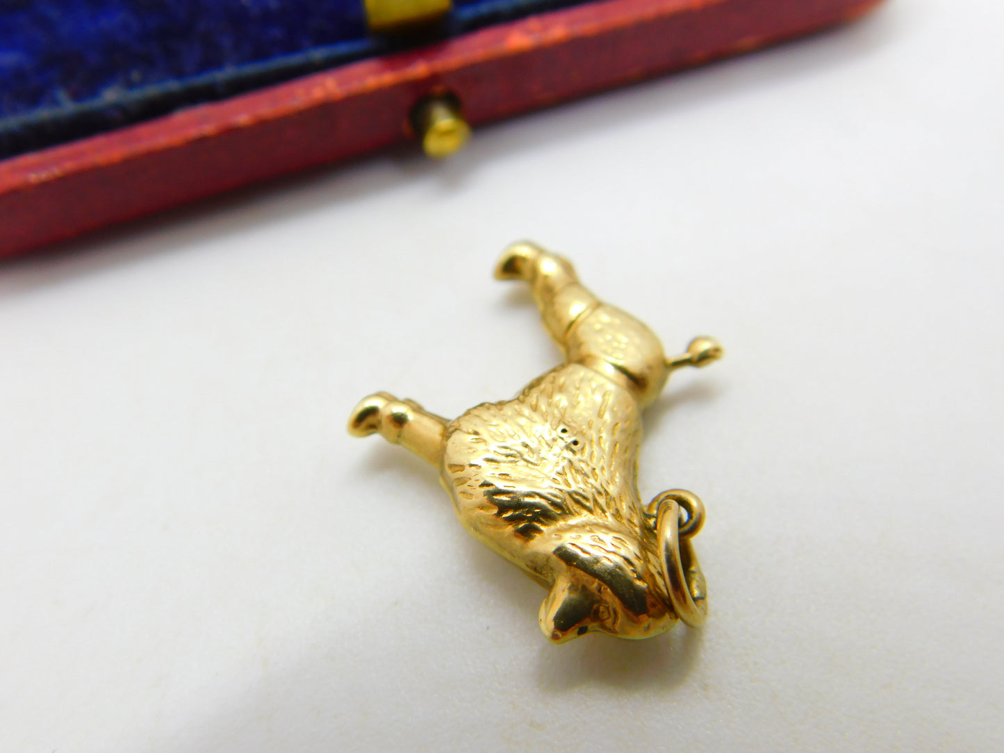 Poodle Dog English 9ct Yellow Gold Charm or Pendant Vintage 1973