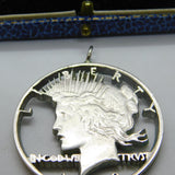 American .900 Grade Silver Peace Dollar Pierced Fob Pendant Antique 1922