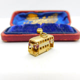 Enamel 9ct Yellow Gold London Double Decker Bus Charm or Pendant Vintage 1967
