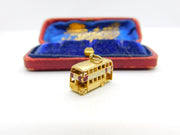 Enamel 9ct Yellow Gold London Double Decker Bus Charm or Pendant Vintage 1967