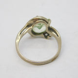 10ct White Gold, Oval-Cut Peridot & Spinel Floral Dress Ring Vintage c1970s