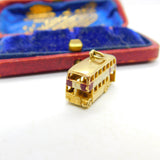 Enamel 9ct Yellow Gold London Double Decker Bus Charm or Pendant Vintage 1967