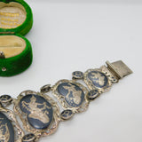 Siam Sterling Silver Niello Enamel Graduating Godess Bracelet Antique c1920