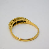 Victorian 18ct Yellow Gold Graduated Five-Stone Boat Ring Antique c1890