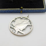 American .900 Grade Silver Peace Dollar Pierced Fob Pendant Antique 1922