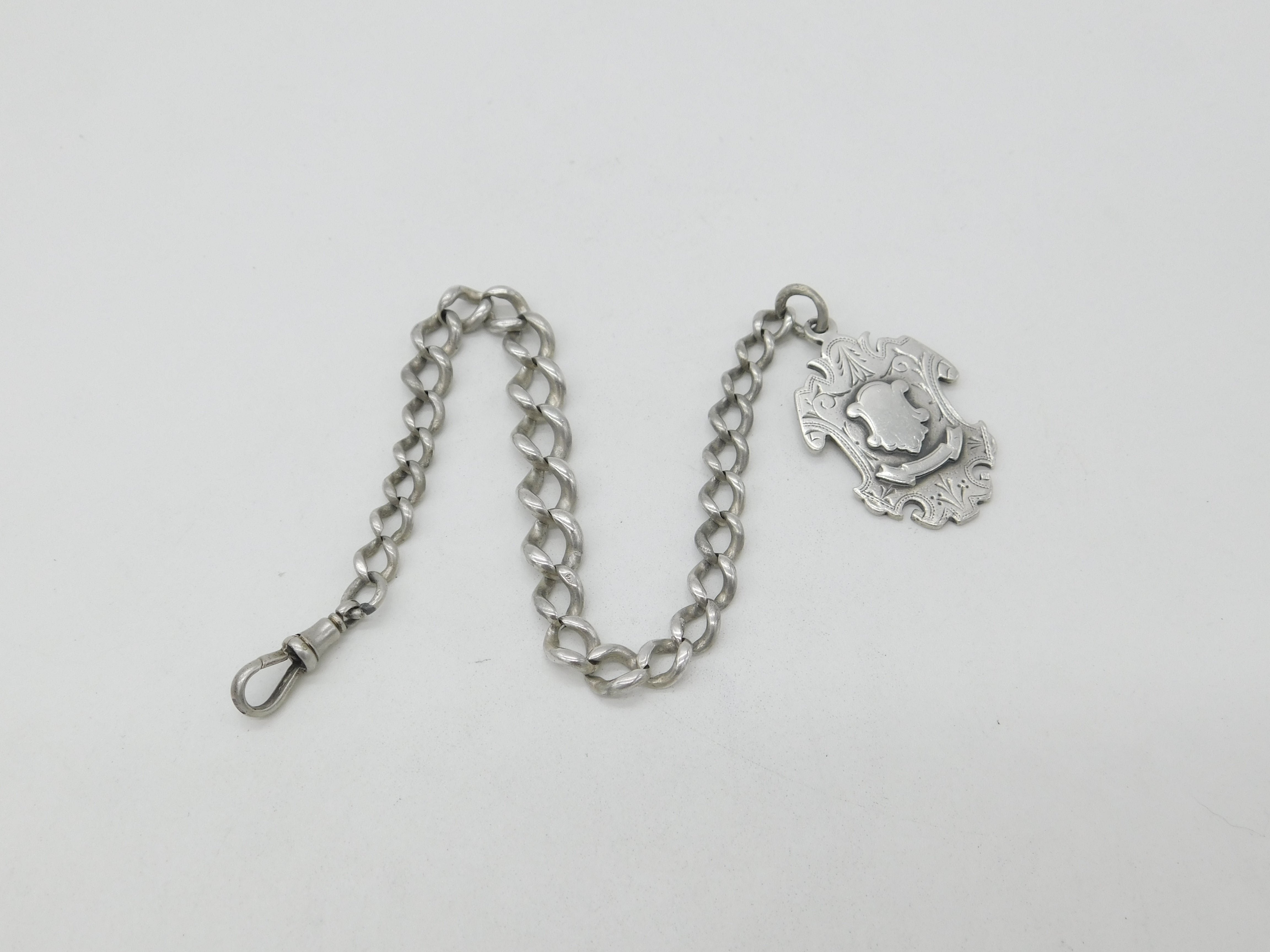 Victorian Sterling Silver Graduating Albert Watch Chain with Fob 1886 ...