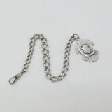 Victorian Sterling Silver Graduating Albert Watch Chain with Fob 1886 Antique
