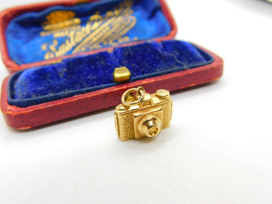 Photograph Camera English 9ct Yellow Gold Charm or Pendant Vintage 1972