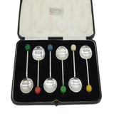Boxed Set of Sterling Silver Bean Terminal Coffee Spoons Antique 1936 Birmingham