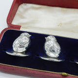 Sampson Mordan Edwardian Boxed Sterling Silver Baby Chick Place Settings Antique Chester