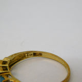 9ct Yellow Gold, Three-Stone Topaz & Diamond Dress Ring Vintage c1990