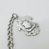 Victorian Sterling Silver Graduating Albert Watch Chain with Fob 1886 Antique