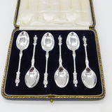 Boxed Set of Six Sterling Silver Apostle Terminal Teaspoons 1924 Sheffield