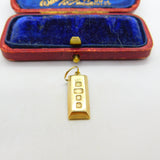 Bullion Bar 9ct Yellow Gold Ingot Pendant or Charm Vintage 1979 London