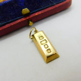 Bullion Bar 9ct Yellow Gold Ingot Pendant or Charm Vintage 1979 London