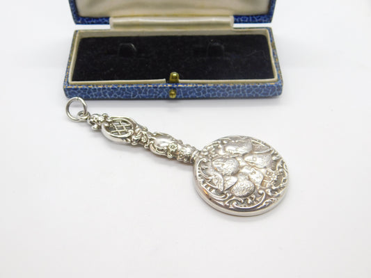 Victorian Sterling Silver Miniature Chatelaine Mirror Fob Antique 1899 Birmingham