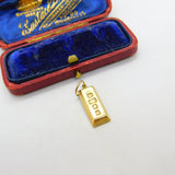 Bullion Bar 9ct Yellow Gold Ingot Pendant or Charm Vintage 1979 London
