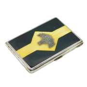 Sterling Silver, Yellow-Black Enamel, Marcasite Ladies Cigarette Case Antique 1930 London