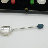 Boxed Set of Sterling Silver Bean Terminal Coffee Spoons Antique 1936 Birmingham