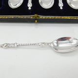 Boxed Set of Six Sterling Silver Apostle Terminal Teaspoons 1924 Sheffield