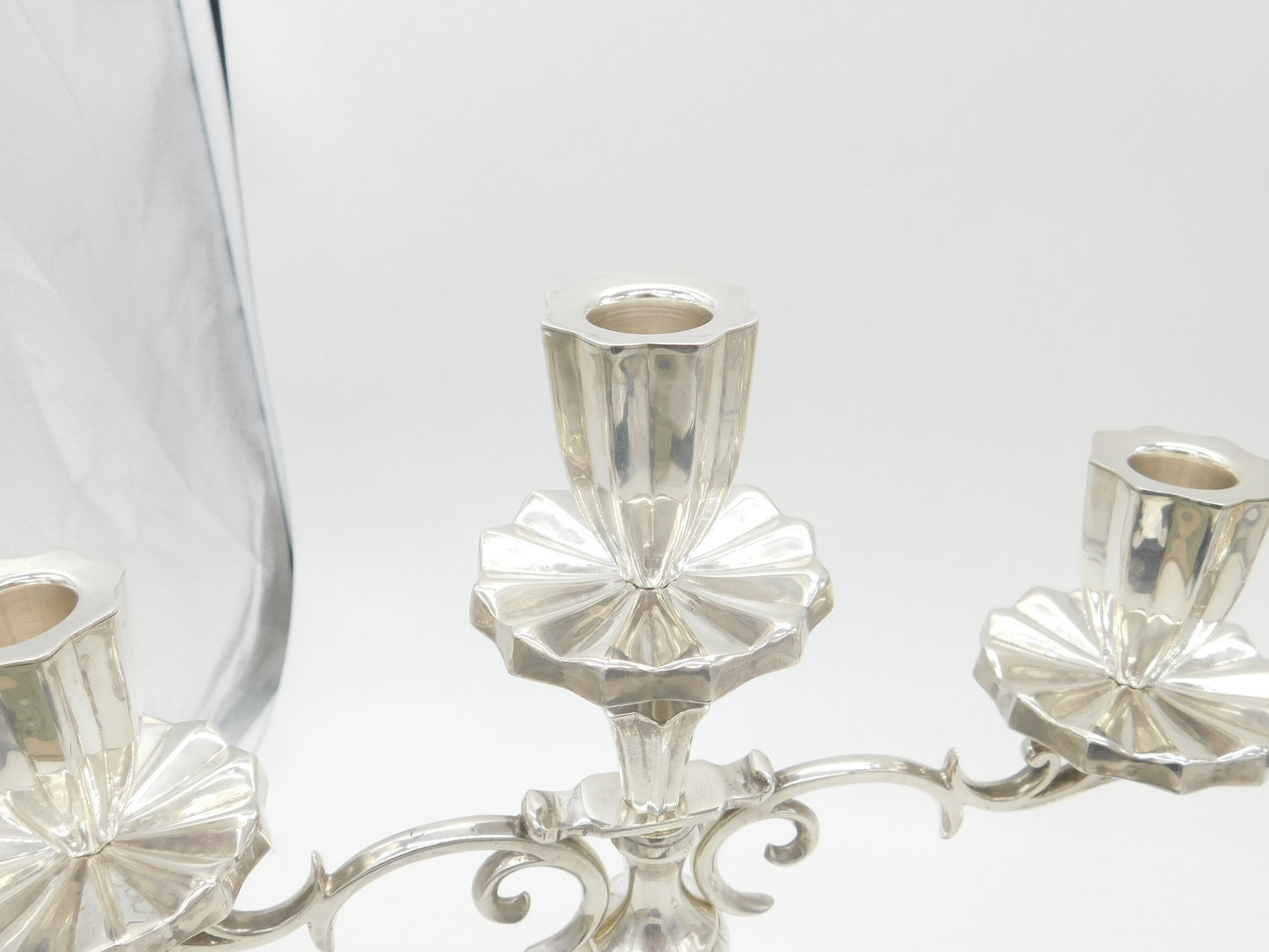 Pair of Large Mexican Cast Sterling Silver Candelabras Juvento Lopez Reyes 2.51kg Mexico City c1930