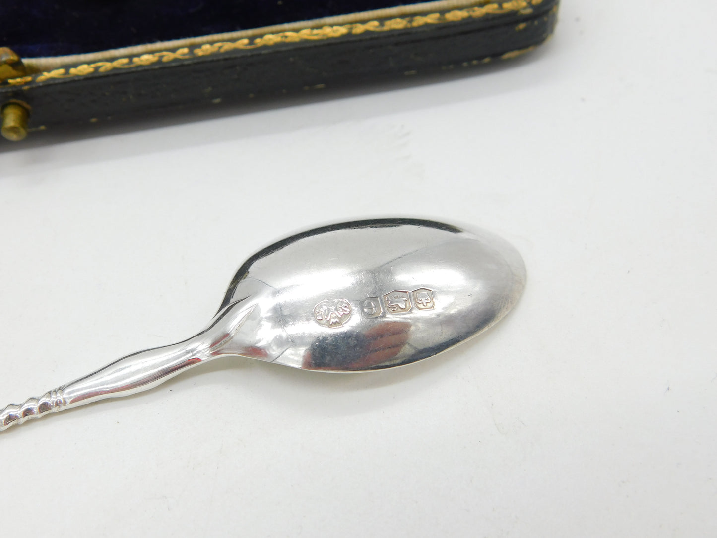 Boxed Set of Six Sterling Silver Apostle Terminal Teaspoons 1924 Sheffield