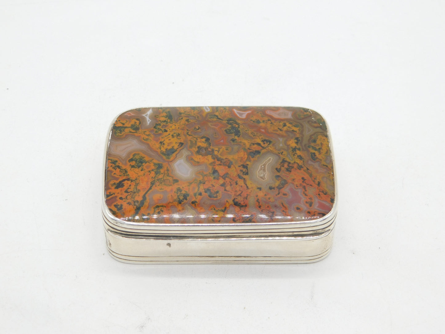 George III Scottish Perth Sterling Silver Agate Topped Snuff Box Antique c1800