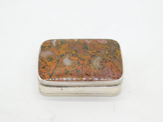 George III Scottish Perth Sterling Silver Agate Topped Snuff Box Antique c1800