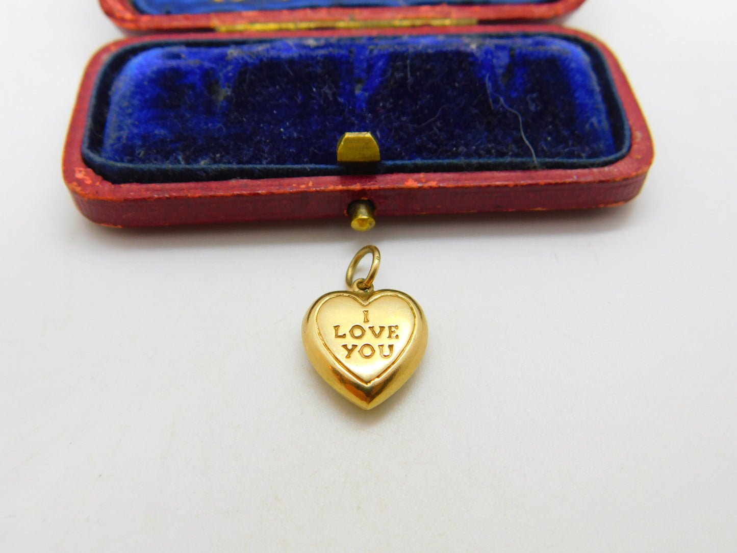 "I Love You" Heart 9ct Yellow Gold Charm or Pendant Vintage 1975 Sheffield