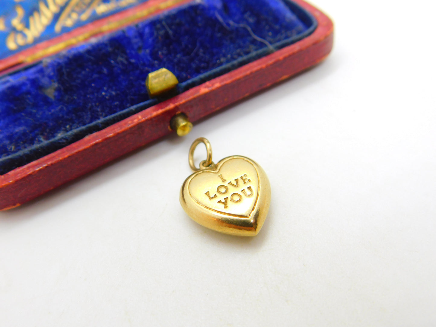 "I Love You" Heart 9ct Yellow Gold Charm or Pendant Vintage 1975 Sheffield