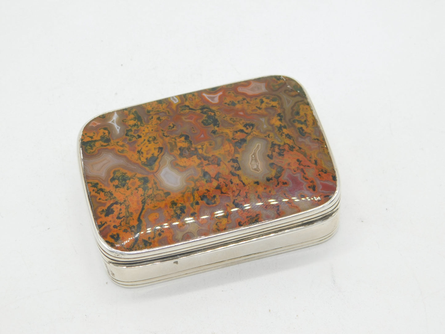 George III Scottish Perth Sterling Silver Agate Topped Snuff Box Antique c1800