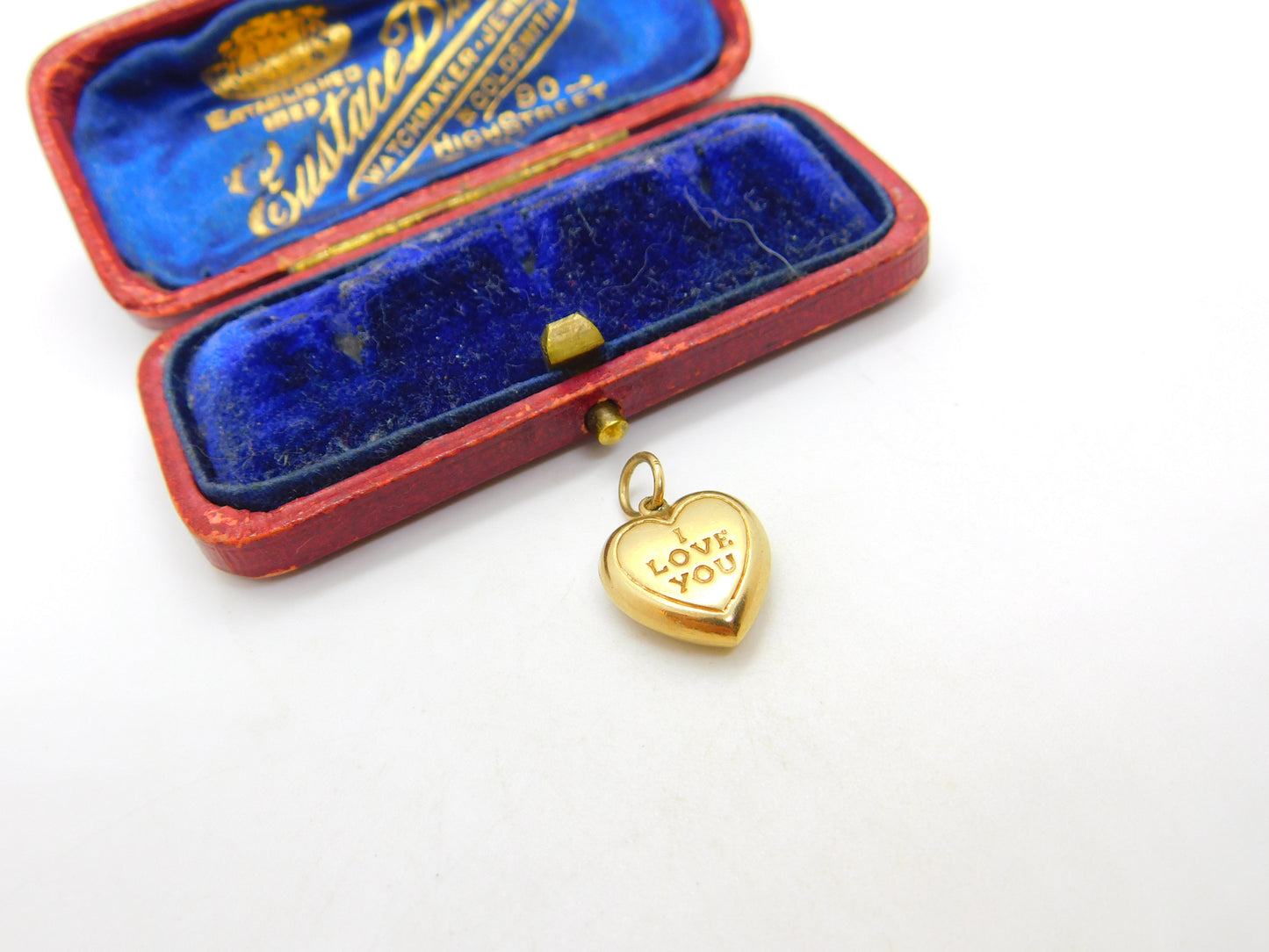 "I Love You" Heart 9ct Yellow Gold Charm or Pendant Vintage 1975 Sheffield