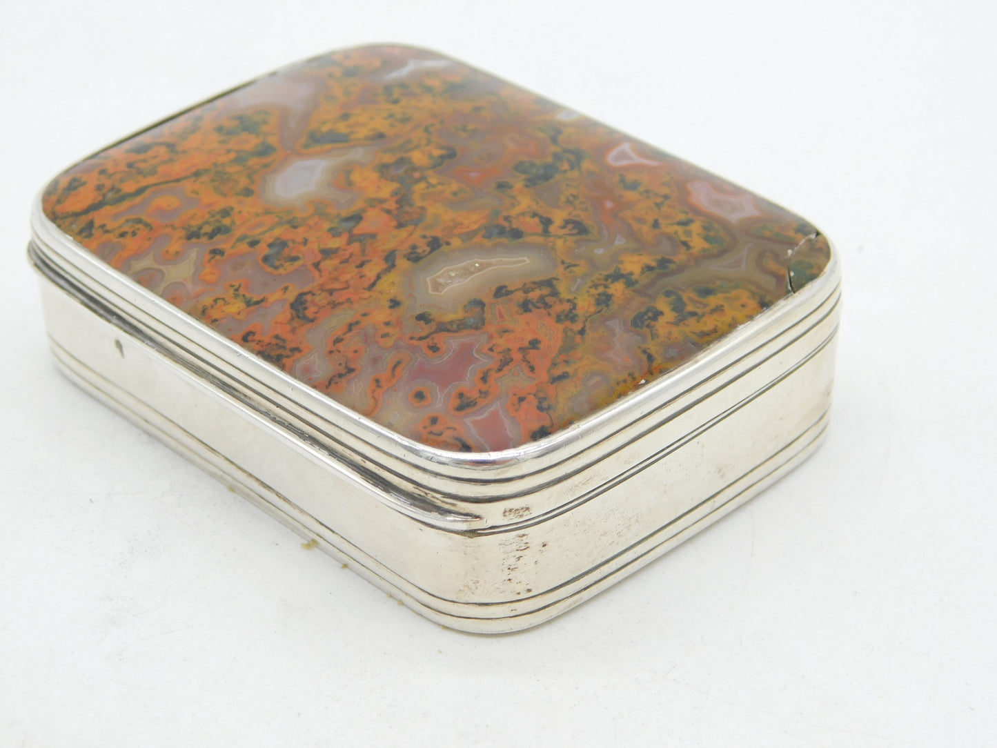 George III Scottish Perth Sterling Silver Agate Topped Snuff Box Antique c1800